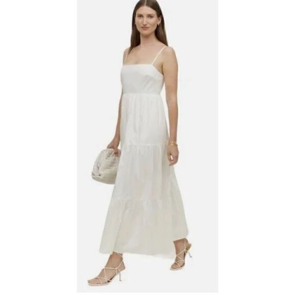 Reformation East White Organic Cotton Tiered Midi Dress NWT Size Medium